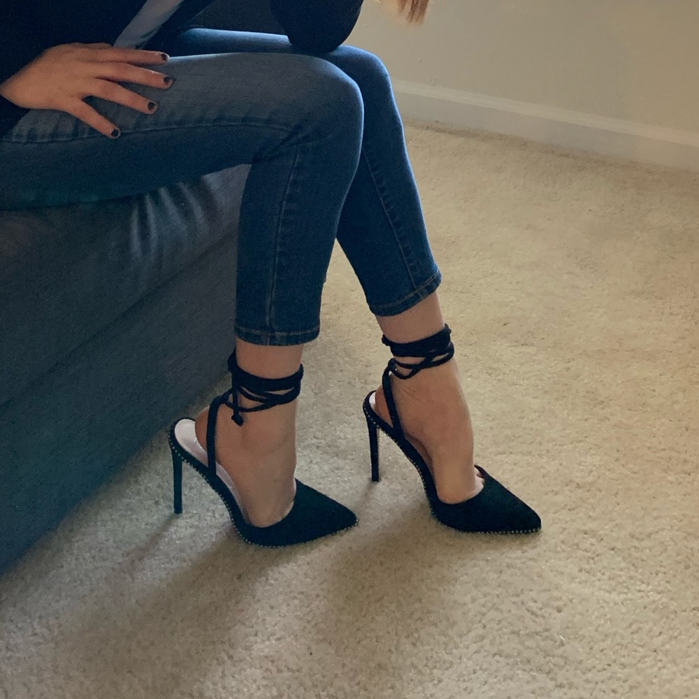 Black Public Desire Wrap Heels